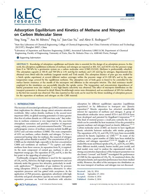 Adsorption Equilibrium and Kinetics of Methane and Nitrogen on Carbon Molecular Sieve 2014 16840