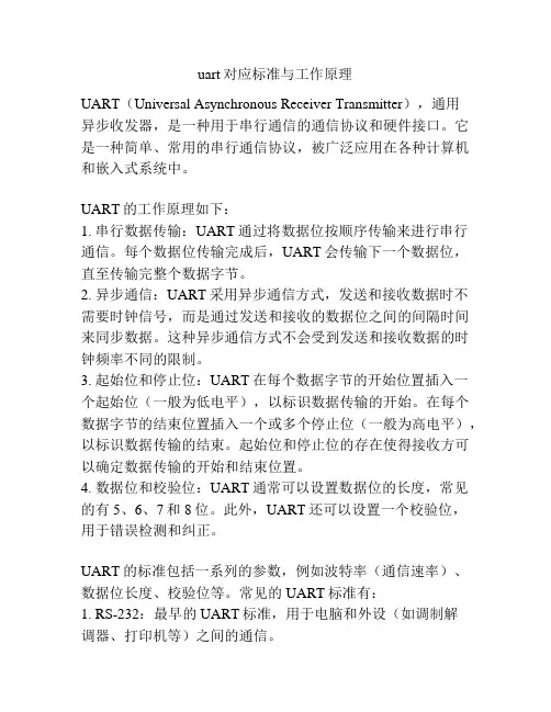 uart对应标准与工作原理