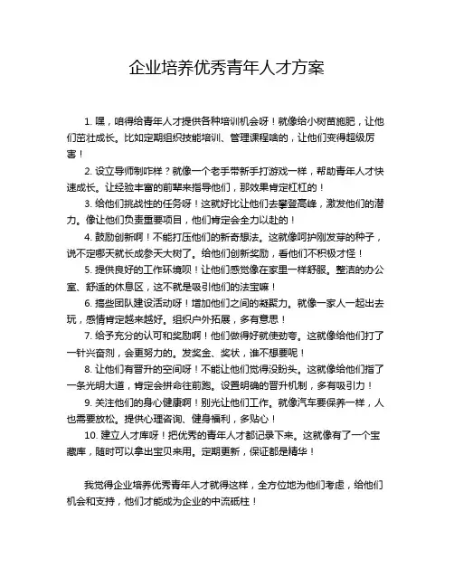 企业培养优秀青年人才方案