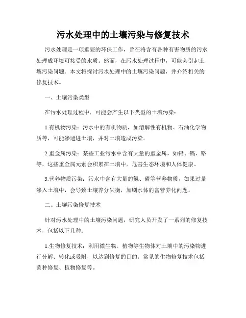 污水处理中的土壤污染与修复技术
