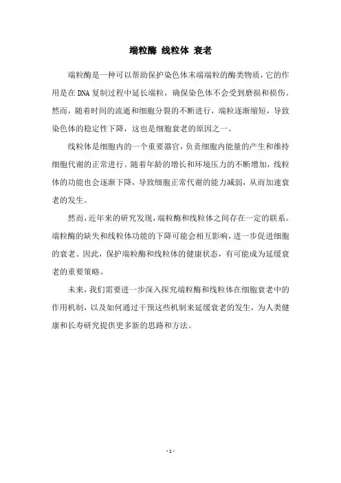端粒酶 线粒体 衰老