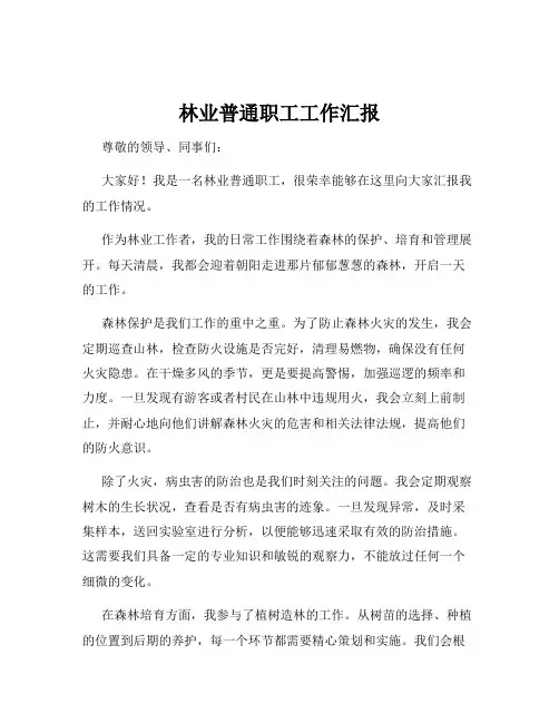 林业普通职工工作汇报