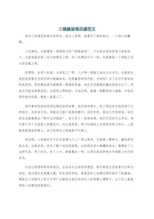 三线建设观后感范文