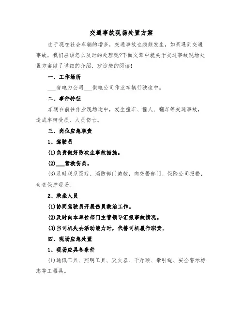 交通事故现场处置方案(二篇)
