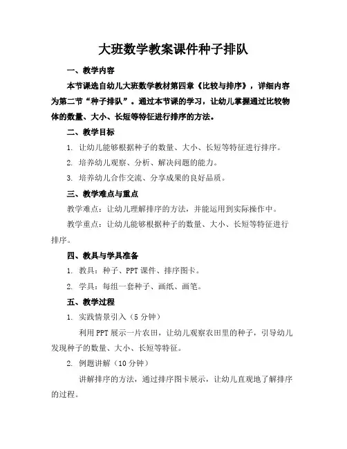 大班数学教案课件种子排队