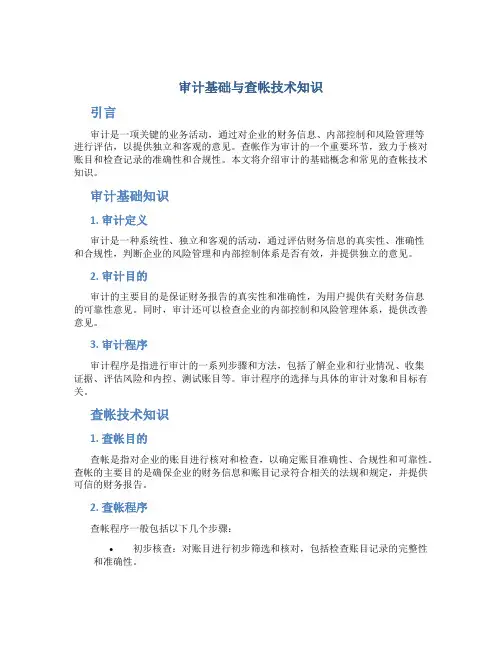 审计基础与查帐技术知识