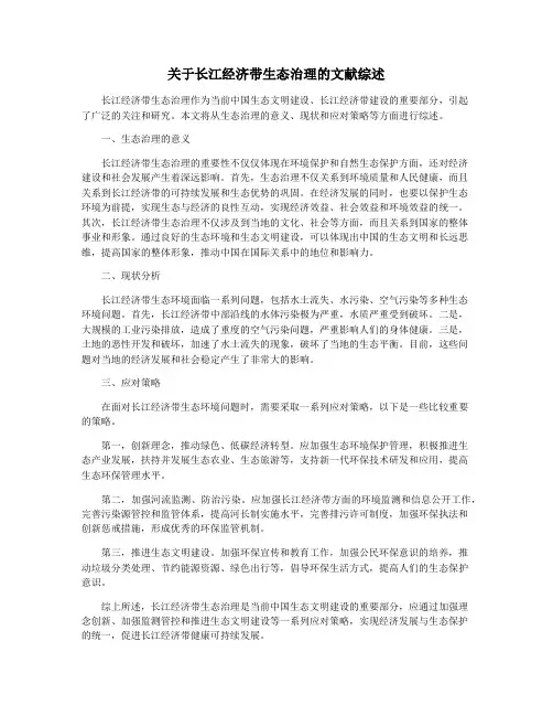 关于长江经济带生态治理的文献综述