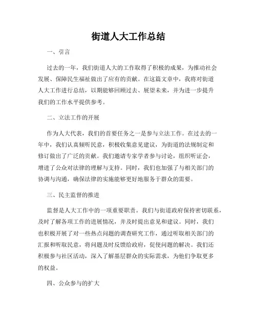 街道人大工作总结
