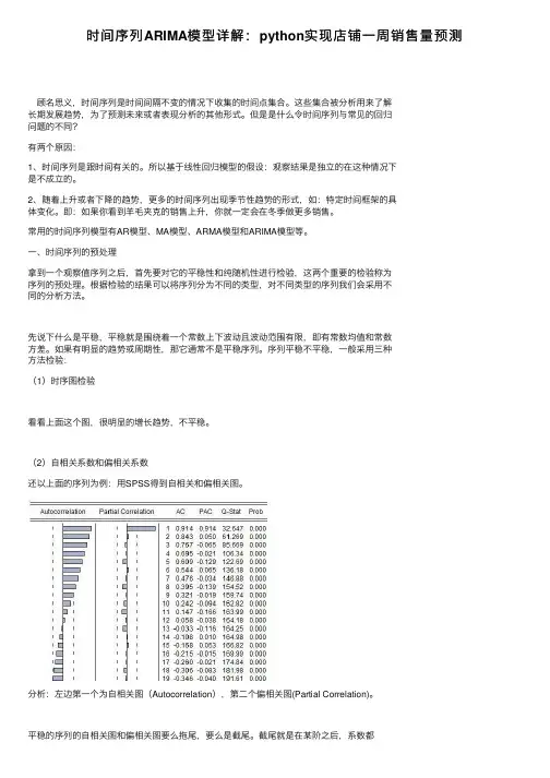 时间序列ARIMA模型详解：python实现店铺一周销售量预测
