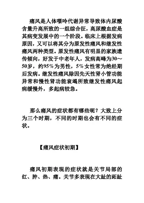 痛风的症状