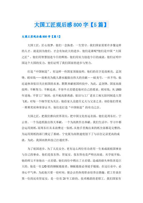 大国工匠观后感800字【5篇】