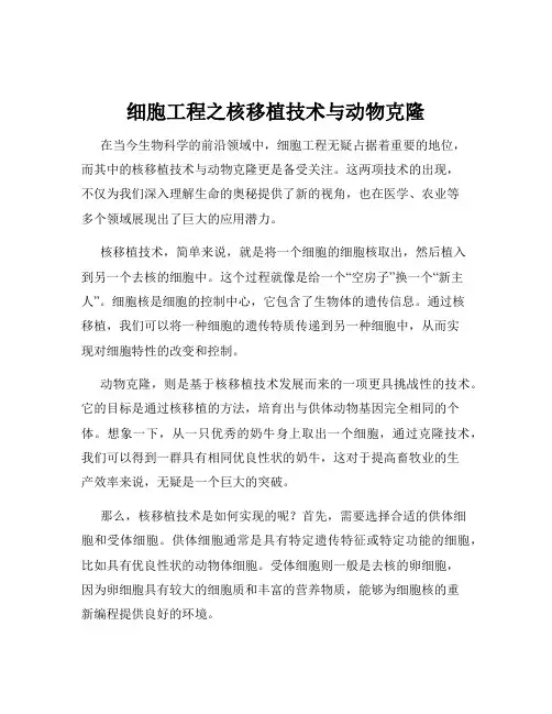 细胞工程之核移植技术与动物克隆