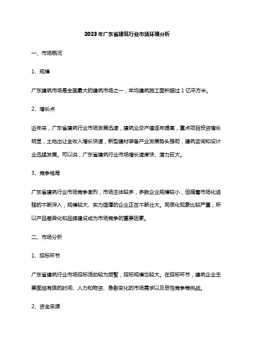 2023年广东省建筑行业市场环境分析
