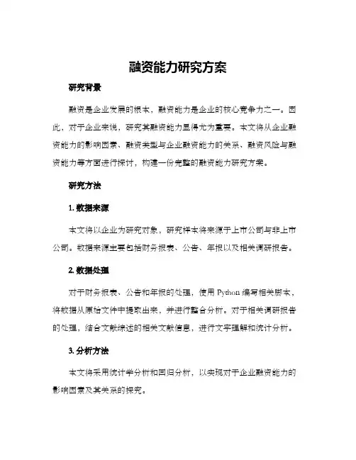 融资能力研究方案