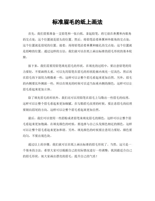 标准眉毛的纸上画法