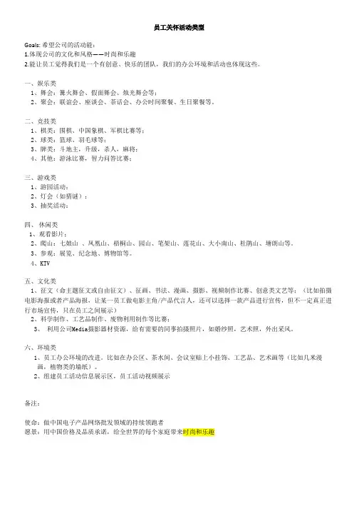 员工关系专题-员工关怀活动类型-文档New