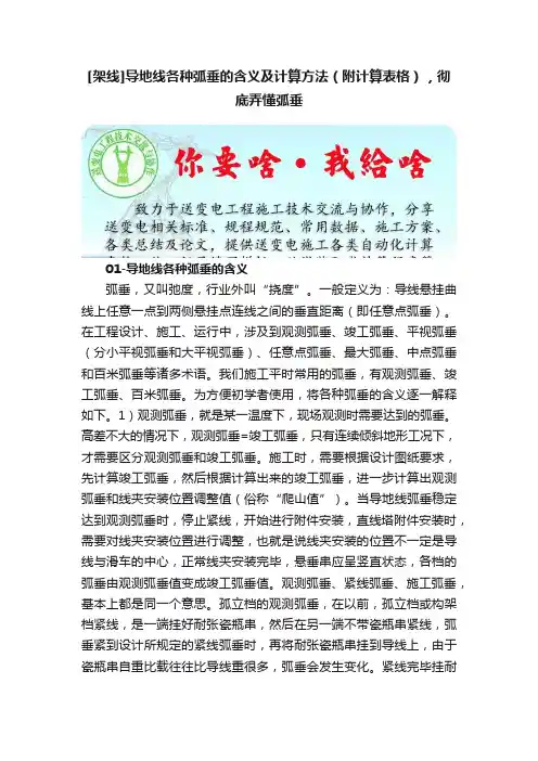 [架线]导地线各种弧垂的含义及计算方法（附计算表格），彻底弄懂弧垂