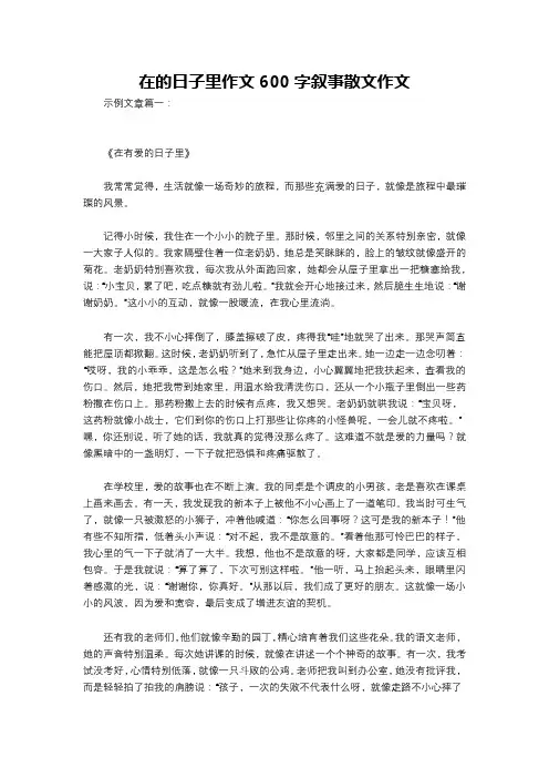 在的日子里作文600字叙事散文作文