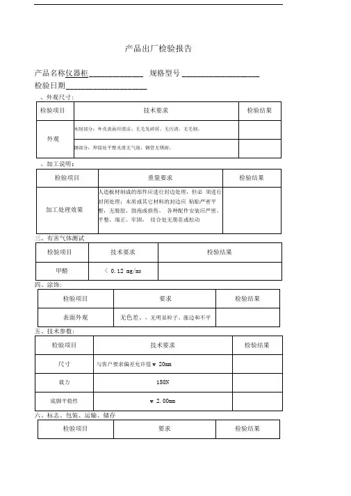木家具出厂产品检验记录
