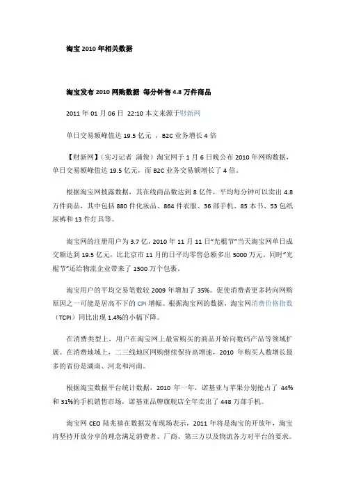 淘宝2010年官方数据
