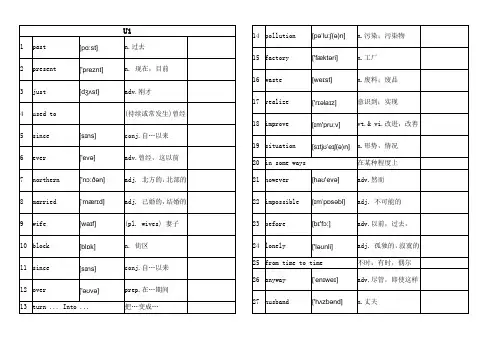 译林版 英语八年级 下 单词 默写