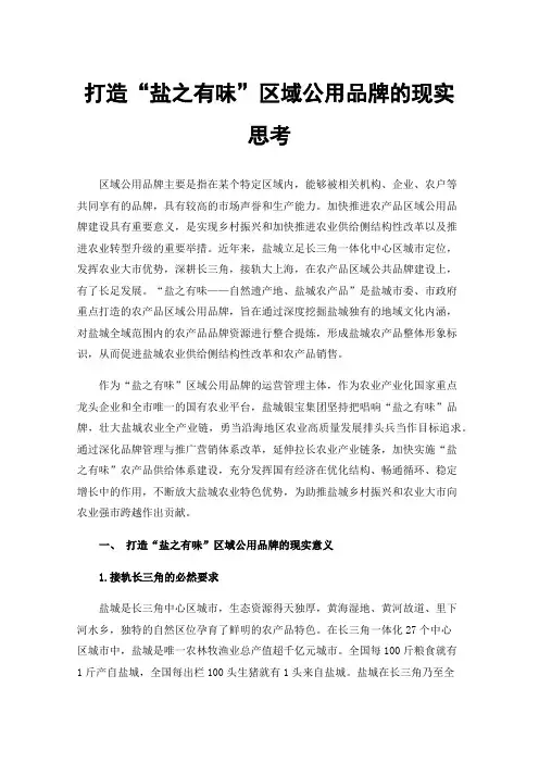 打造“盐之有味”区域公用品牌的现实思考