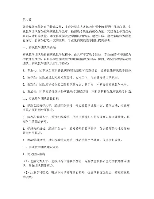 打造实践教学团队(3篇)