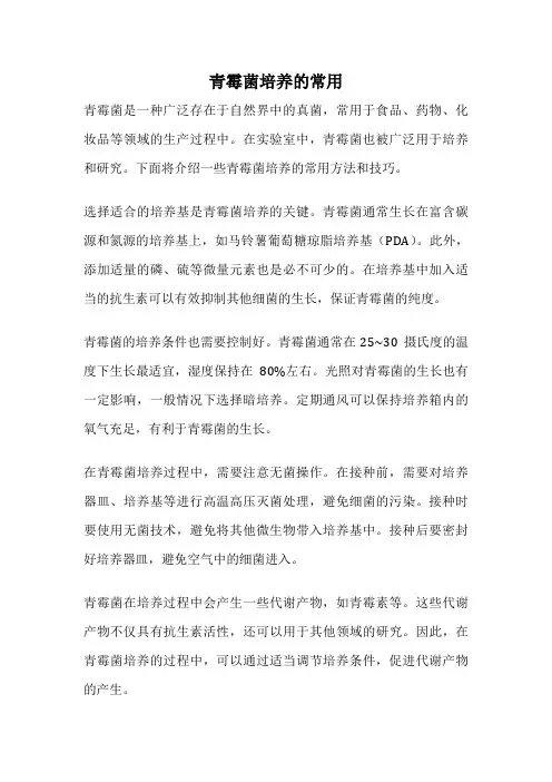 青霉菌培养的常用