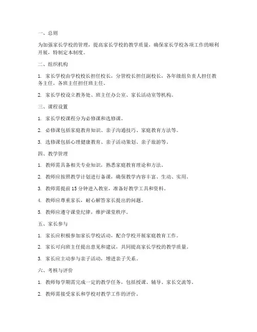 家长学校上课管理制度