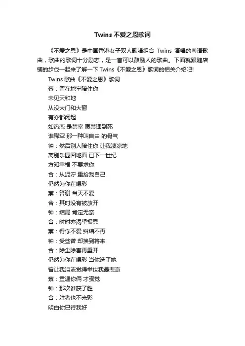Twins不爱之恩歌词
