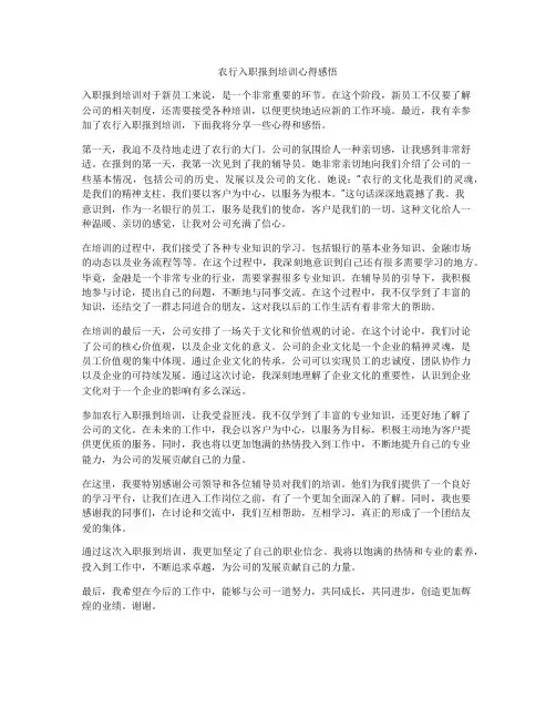 农行入职报到培训心得感悟