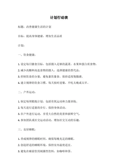计划行动表