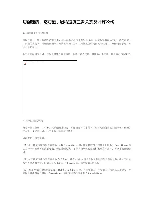 切削速度进给量背吃刀量的选择