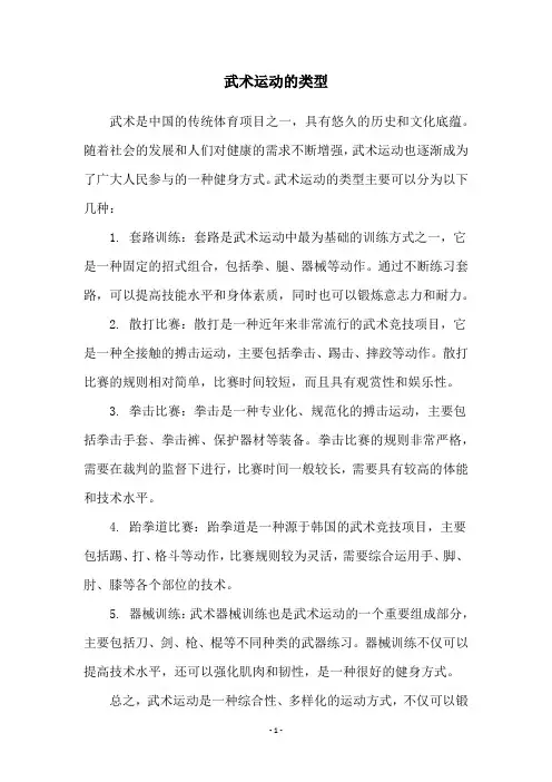 武术运动的类型