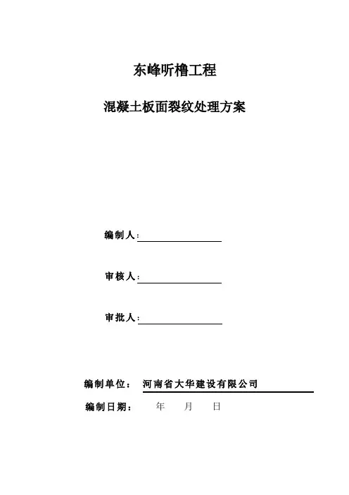 混凝土楼板面产生裂缝处理施工方案00
