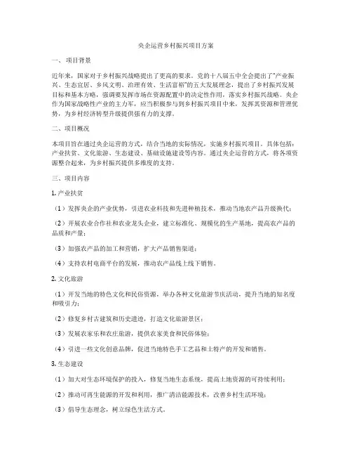 央企运营乡村振兴项目方案