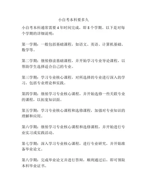 小自考本科要多久