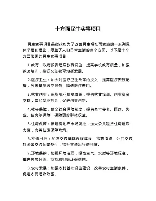 十方面民生实事项目