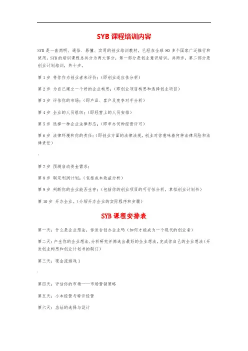 SYB课程内容