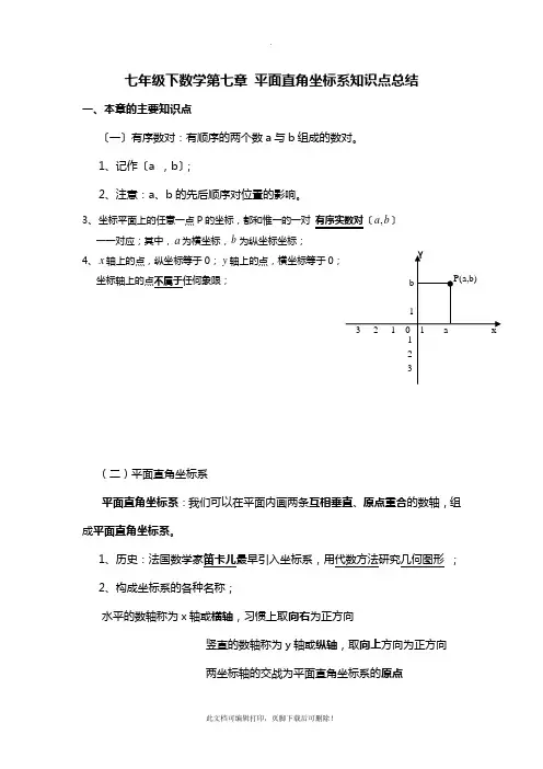 七年级下数学第七章-平面直角坐标系知识点总结2