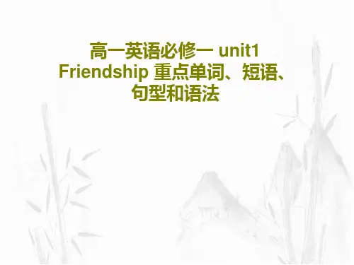高一英语必修一 unit1 Friendship 重点单词、短语、句型和语法PPT文档共63页