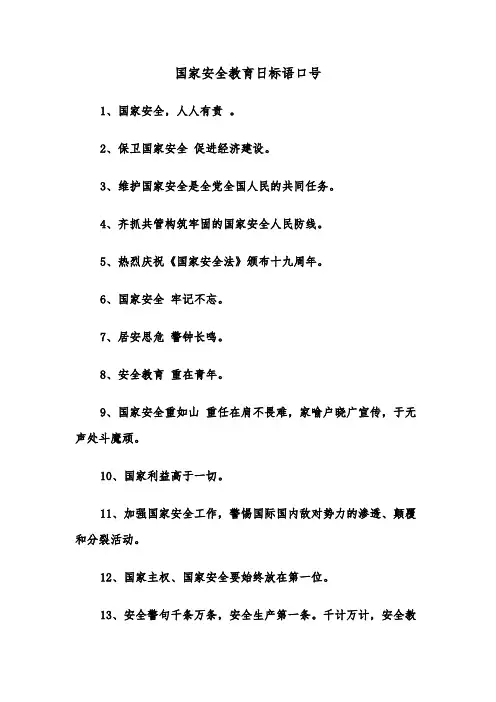 国家安全教育日标语口号（四篇）