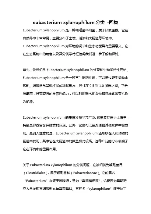 eubacterium xylanophilum分类 -回复
