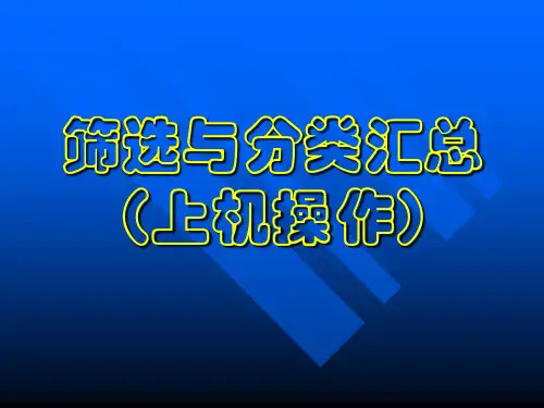 筛选与分类汇总(上机操作)