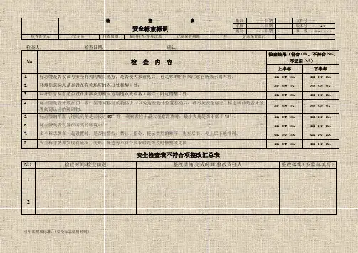安全标志检查表