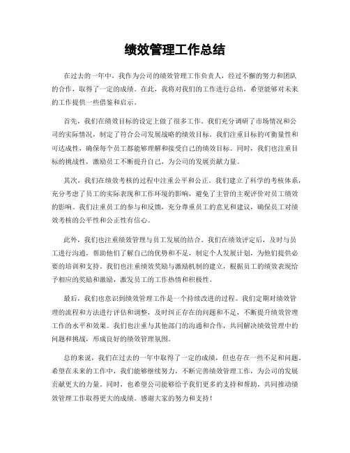 绩效管理工作总结