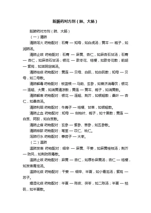 脏腑药对方剂（肺、大肠）