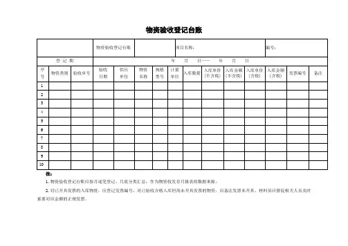 物资验收登记台账