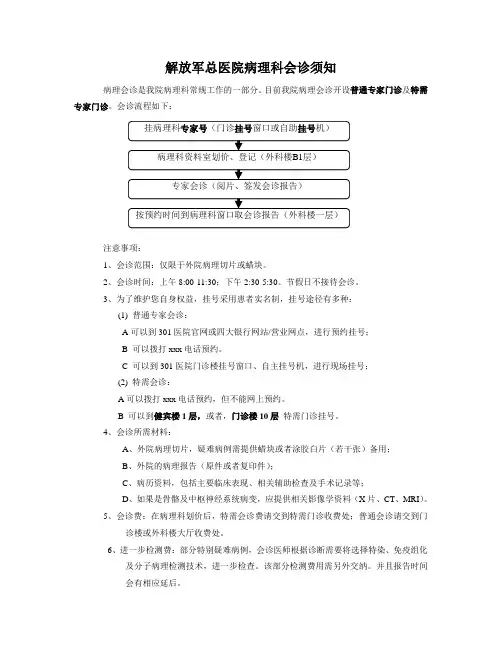 中国人民解放军总医院2015 病理会诊须知