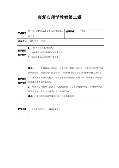 康复心理学教案第二章